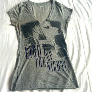 Express Short Sleeve “Light up the Night!” Women’s Tee Gray & Purple Size Small